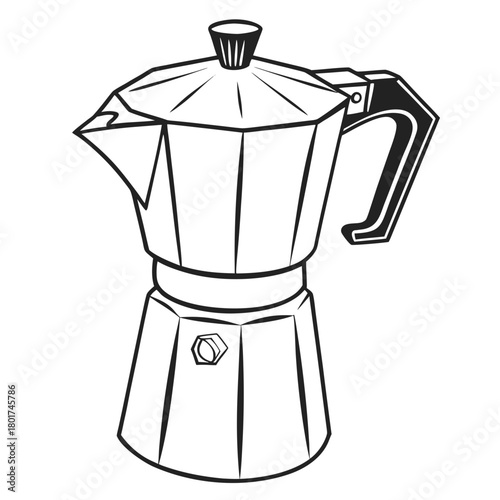 Detailed moka pot illustration, a coffee brewing icon