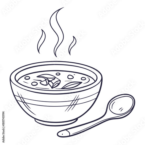 Illustration of a bowl of soup with steam