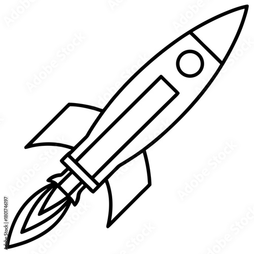 Illustration of a rocket ship in black outline