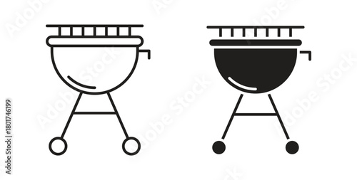 Grill icon line and filled style suitable for web and mobile application