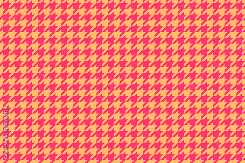 Vibrant pink and orange houndstooth pattern.  Perfect for textile design, fashion, website backgrounds, or any project needing a bold, geometric texture.