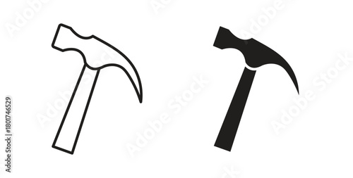 Hammer icon line and filled style suitable for web and mobile application