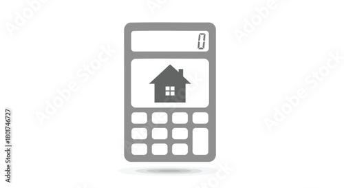 Calculator with house icon on screen representing real estate finance and property investment calculations