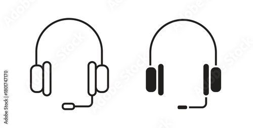 Headphone icon line and filled style suitable for web and mobile application