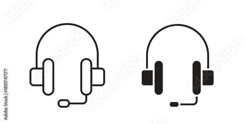 Headset icon line and filled style suitable for web and mobile application