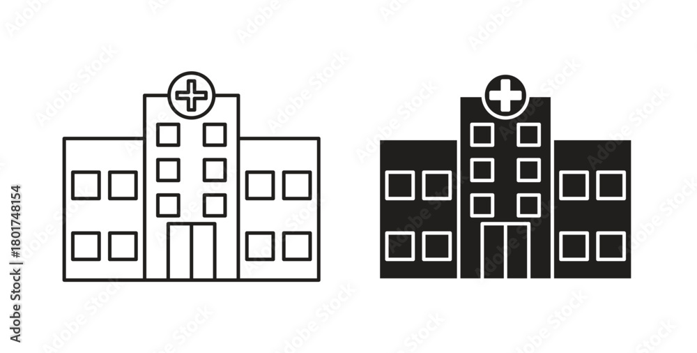 Naklejka premium Hospital icon line and filled style suitable for web and mobile application