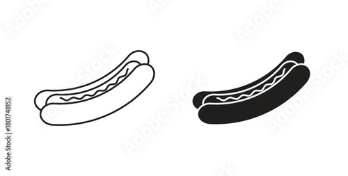 Hot dog icon line and filled style suitable for web and mobile application
