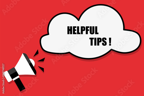 Vector banner. Megaphone with helpful tips speech bubble. Loudspeaker. Banner for business, marketing. Banner design vector illustration.