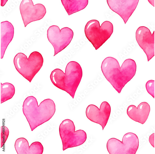 Pink watercolor hearts floating, creating a romantic pattern for valentine's day, love, weddings, or any special occasion needing a sweet and artistic touch, isolated on transparent background
