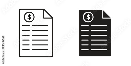 Invoice payment icon line and filled style suitable for web and mobile application