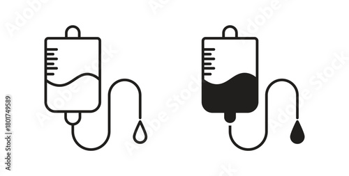 IV bag icon line and filled style suitable for web and mobile application