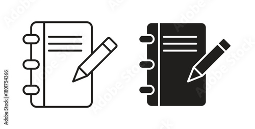 Notebook icon line and filled style suitable for web and mobile application
