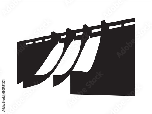 Water Dam Silhouette, Dam Silhouette Vector – Water Spillway Hydropower Structure Illustration