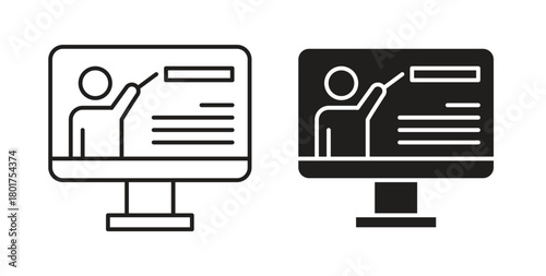 Online course icon line and filled style suitable for web and mobile application