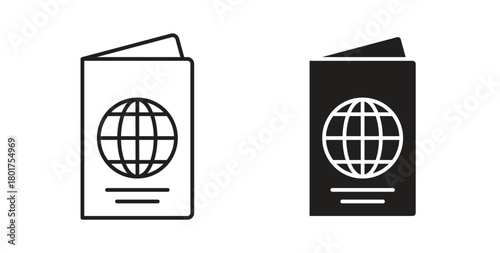 Passport icon line and filled style suitable for web and mobile application