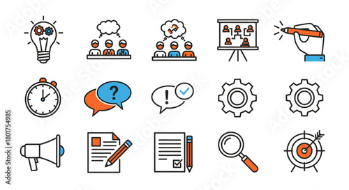 Collection of Business and Idea Generation Icons.