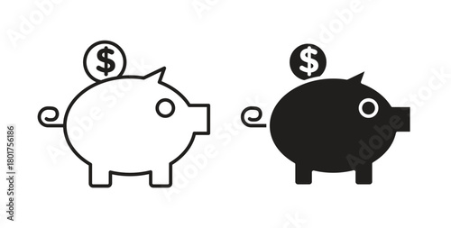 Piggy bank icon line and filled style suitable for web and mobile application