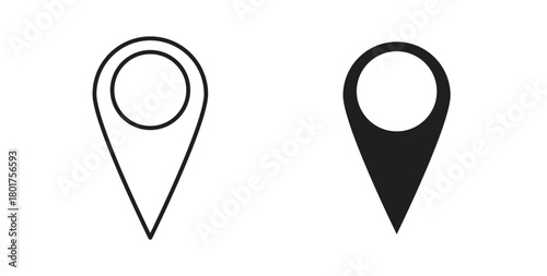 Pin icon line and filled style suitable for web and mobile application