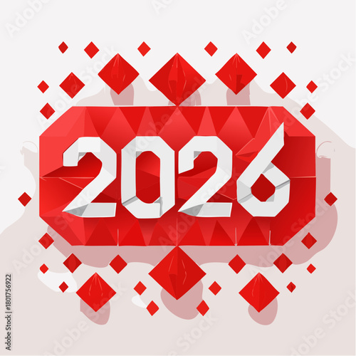 2026年ハッピーニューイヤー – モダンで華やかな新年のタイポグラフィーデザイン