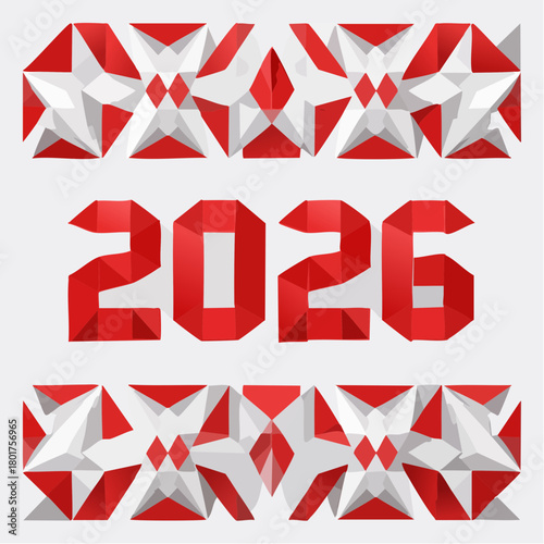 2026年ハッピーニューイヤー – モダンで華やかな新年のタイポグラフィーデザイン