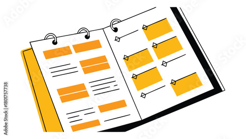 Vibrant flat design daily planner with colorful schedule blocks organized layout and clear typography for effective time management and productivity