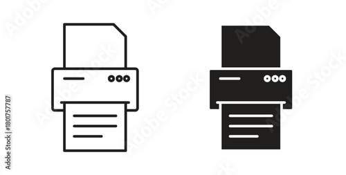 Printer icon line and filled style suitable for web and mobile application