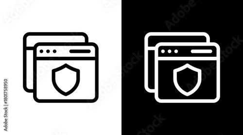 Browser Shield With Icon Set Design