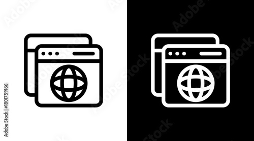 Web Browser With Icon Set Design