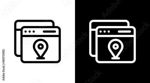 Web Location With Icon Set Design