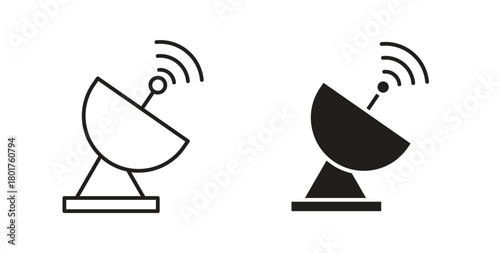 Satellite dish icon line and filled style suitable for web and mobile application