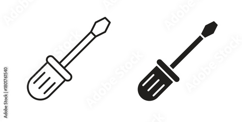 Screwdriver icon line and filled style suitable for web and mobile application