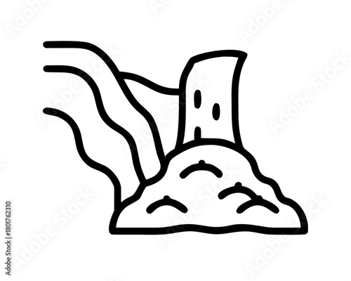 Illustration of a waterfall cascading down rocks