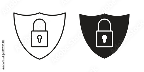 Shield lock icon line and filled style suitable for web and mobile application