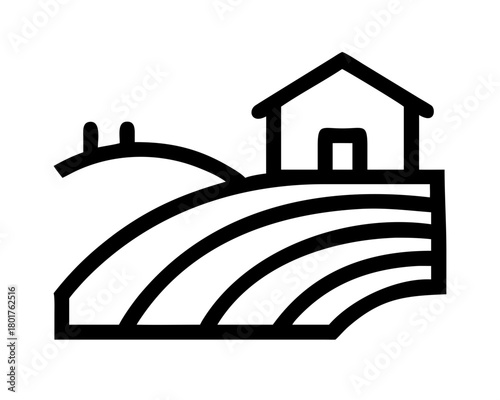 Rural landscape with house, a peaceful countryside