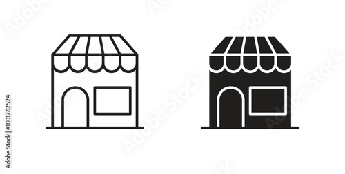 Shop icon line and filled style suitable for web and mobile application