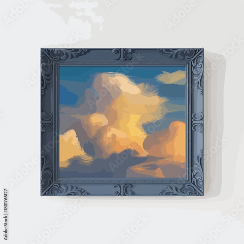 Vintage photo frame border design for old photograph art illustration