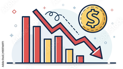 A falling chart illustrating economic decline and loss