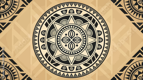 A Polynesian Tattoo Pattern Design with Tribal Elements