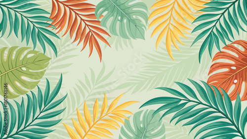 A tropical palm leaf pattern design background wallpaper