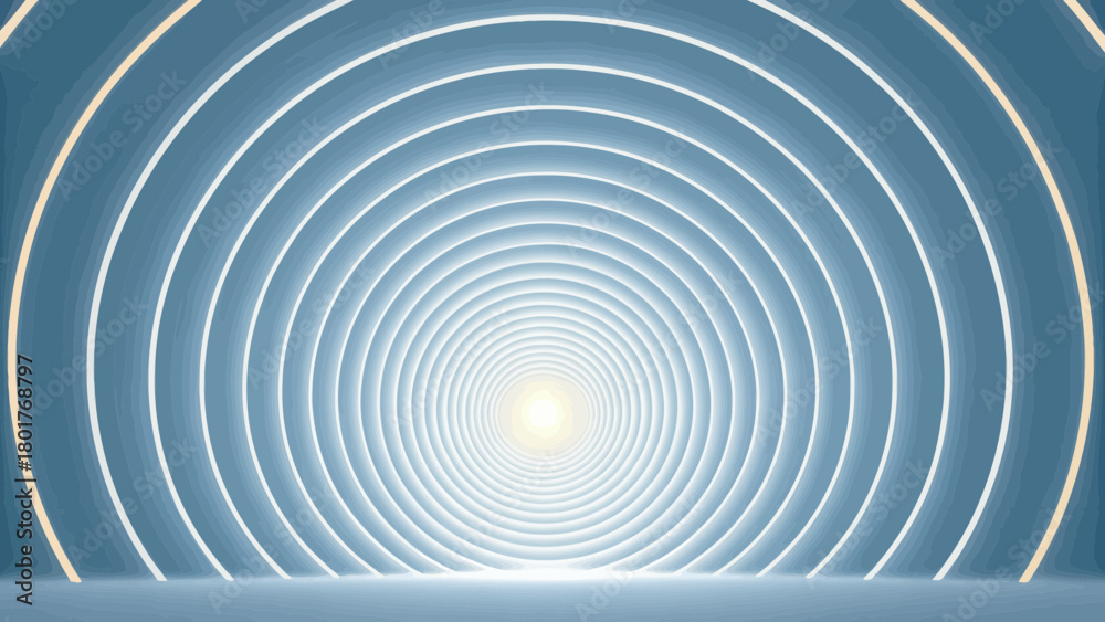 Fototapeta premium Abstract Tunnel Made of Concentric Circles with Bright Light
