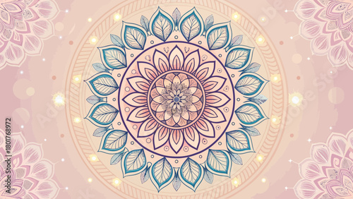 Aesthetic Mandala Design with Floral Pattern and Decorative Elements