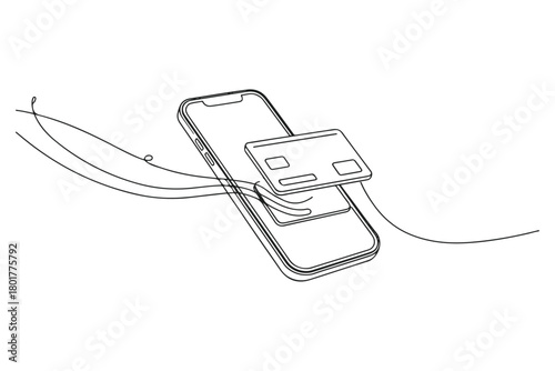 Seamless digital payment processing and secure online transactions depicted by a smartphone and floating credit card, illustrating modern financial technology convenience