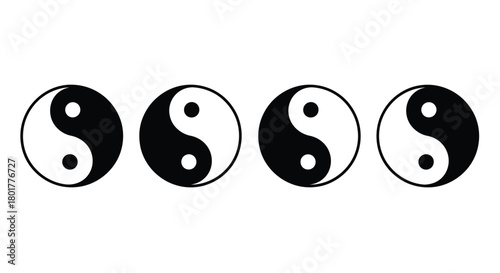 Four yin and yang symbols in a row