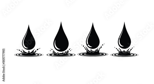 Black oil drop with splash in vector format