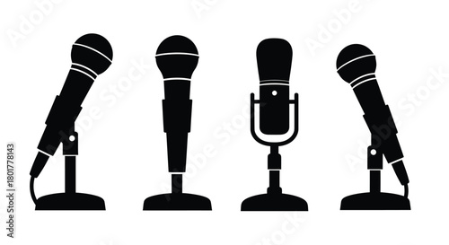Collection of microphone silhouettes for design use