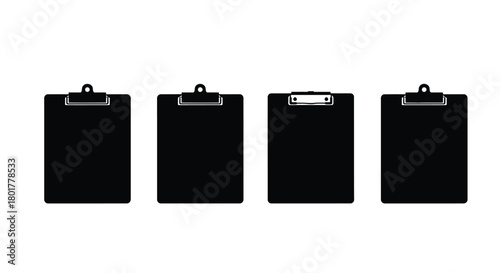 Four clipboards in black silhouette style art