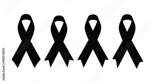 Four black awareness ribbons for support concept