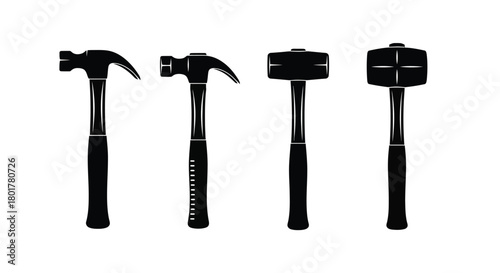 Silhouette of four hammers