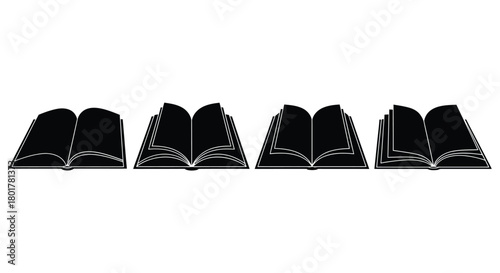 Collection of open books for reading concept