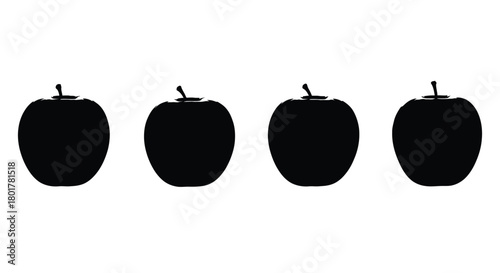 Four black apple silhouettes in a row